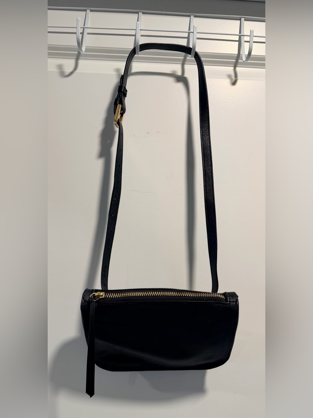 Minimalist Black Leather Convertible Belt Bag Fanny Pack Pouch